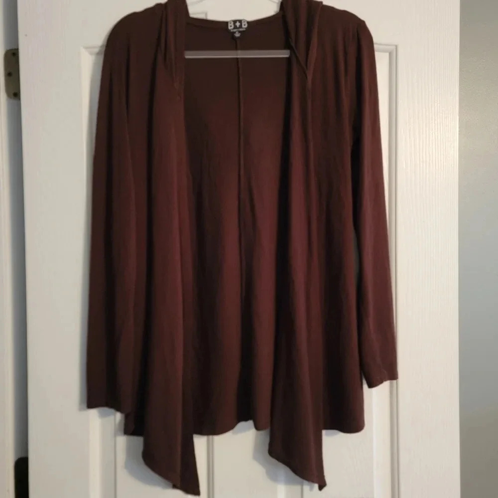 B+B hooded burgundy cardigan